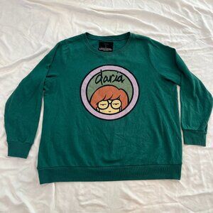 Daria Cozy Fleece Crew Neck Sweatshirt MTV 1X green plus size